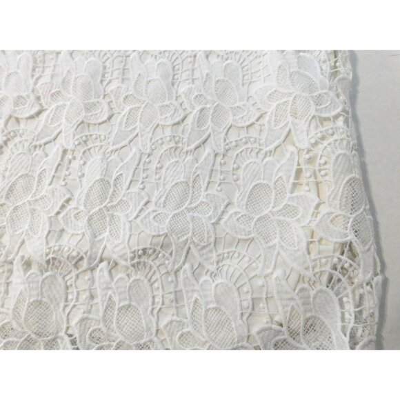 Philosophy Lace Overlay Top XL White Floral Short Sleeve Scoop Neck Lined - Picture 4 of 9